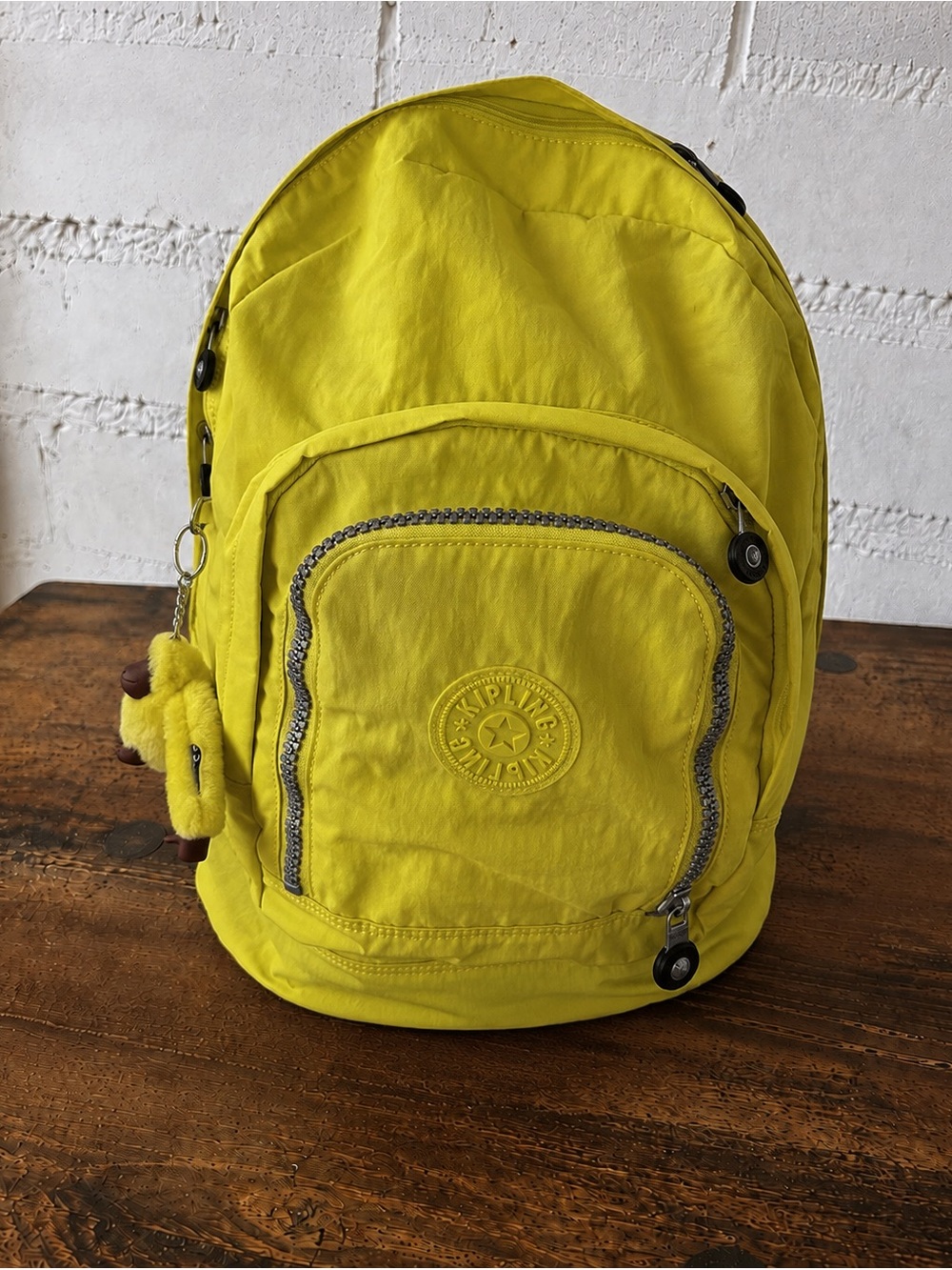 Kipling Seoul 15” Laptop Backpack Citron Yellow Monkey Keychain
